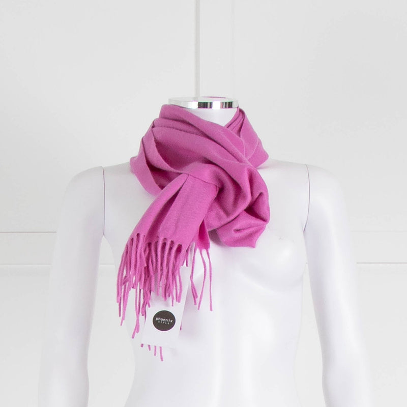 N. Peal Pink Fringe Scarf
