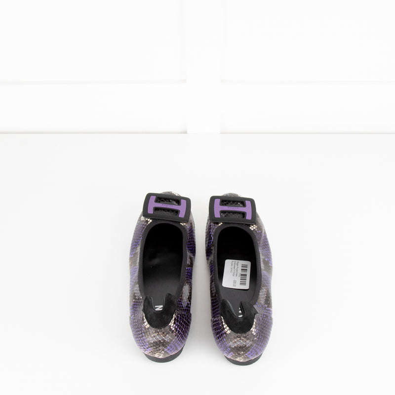 Hogan Purple Snake Embossed H Pumps