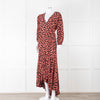 Ganni Black With Red Poppy Crepe Wrap Dress