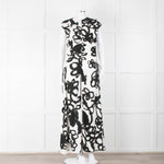 Christopher Kane White Black Floral Ruched Trim Maxi Dress