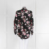 Equipment Black Pink Red Floral Silk Top