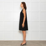 Paule Ka Black Multi Layered Sleeveless Shift Dress