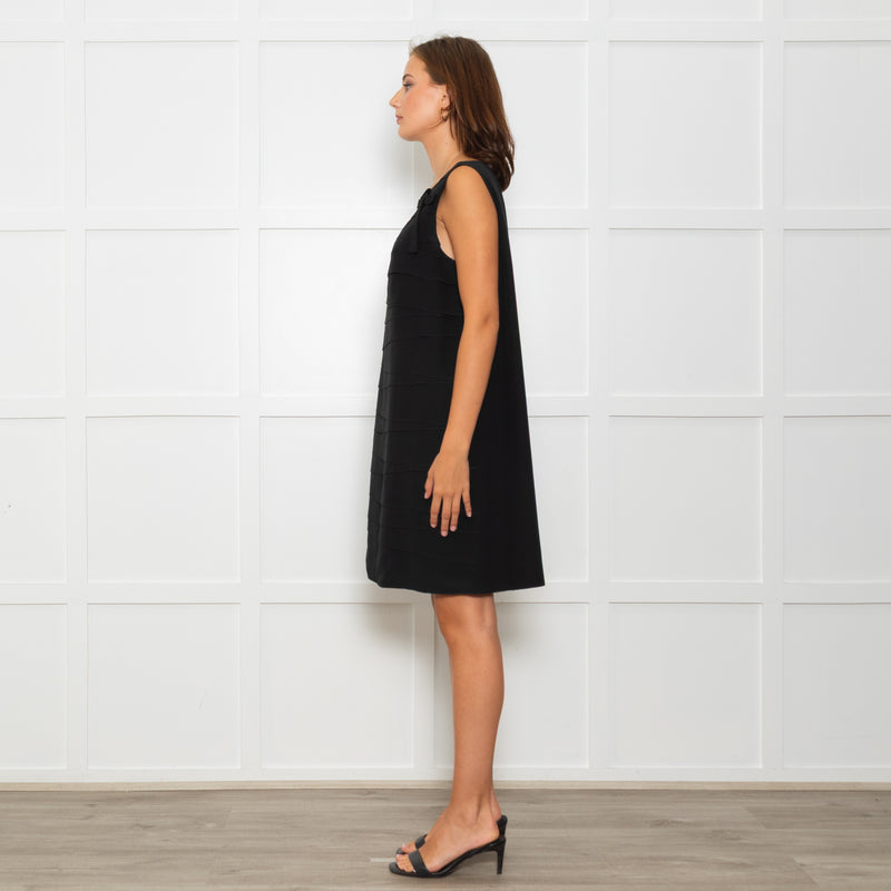 Paule Ka Black Multi Layered Sleeveless Shift Dress