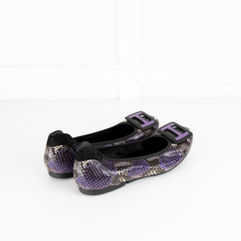 Hogan Purple Snake Embossed H Pumps
