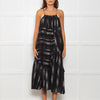 Rachel Comey Black Sundress With Blue Stripes And Tiered Hem