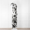 Christopher Kane White Black Floral Ruched Trim Maxi Dress