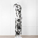 Christopher Kane White Black Floral Ruched Trim Maxi Dress