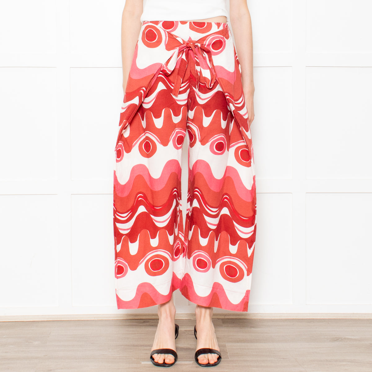 Cult Gaia Pink Linen Swirl Trousers
