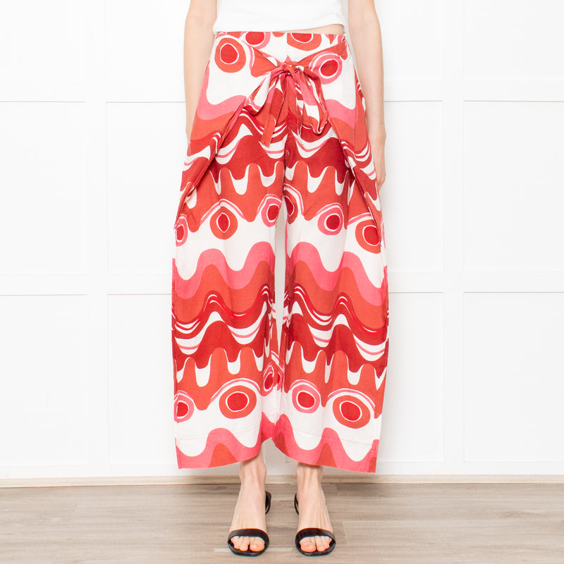 Cult Gaia Pink Linen Swirl Trousers