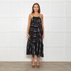 Rachel Comey Black Sundress With Blue Stripes And Tiered Hem