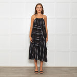 Rachel Comey Black Sundress With Blue Stripes And Tiered Hem
