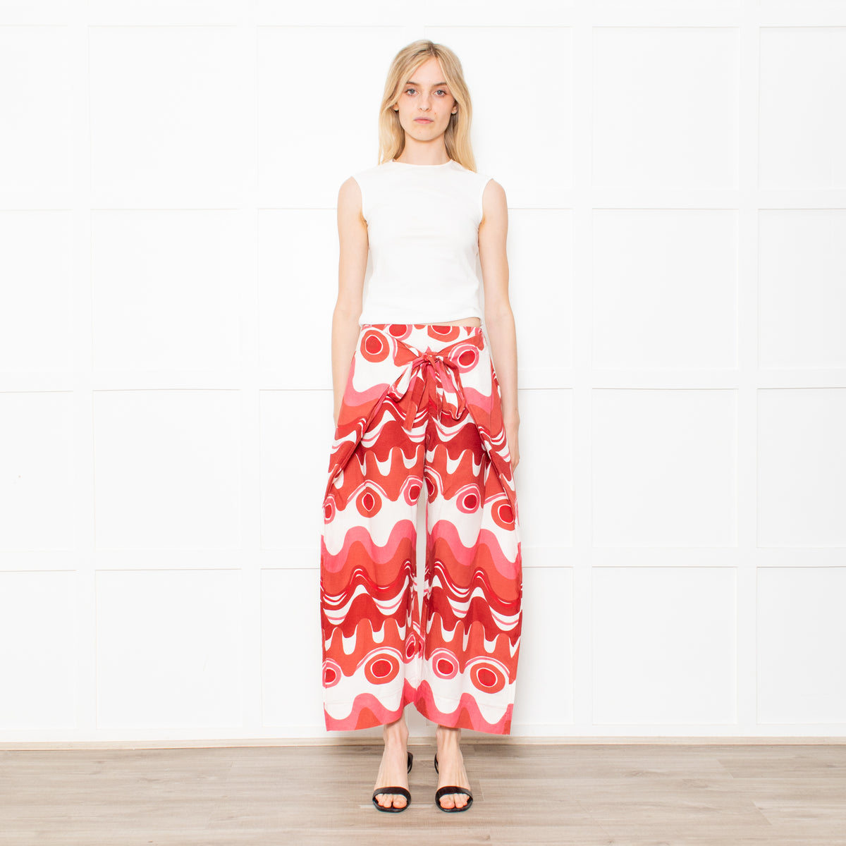 Cult Gaia Pink Linen Swirl Trousers