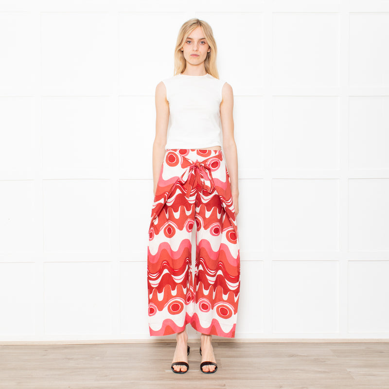 Cult Gaia Pink Linen Swirl Trousers