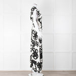 Christopher Kane White Black Floral Ruched Trim Maxi Dress