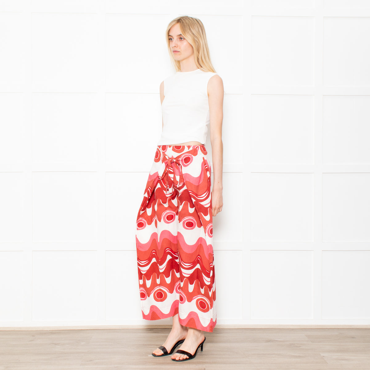 Cult Gaia Pink Linen Swirl Trousers