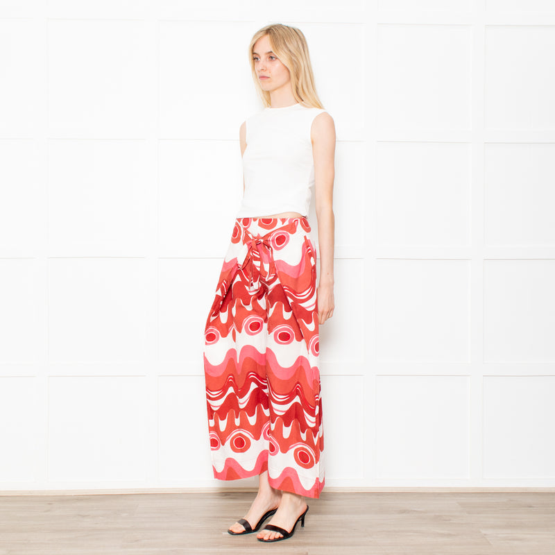 Cult Gaia Pink Linen Swirl Trousers