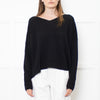 Sarah Pacini Black Ribbed V Neck Jumper