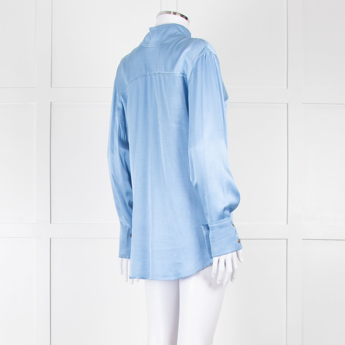 Rejina Pyo Pale Blue High Neck Back Button Top