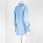 Rejina Pyo Pale Blue High Neck Back Button Top