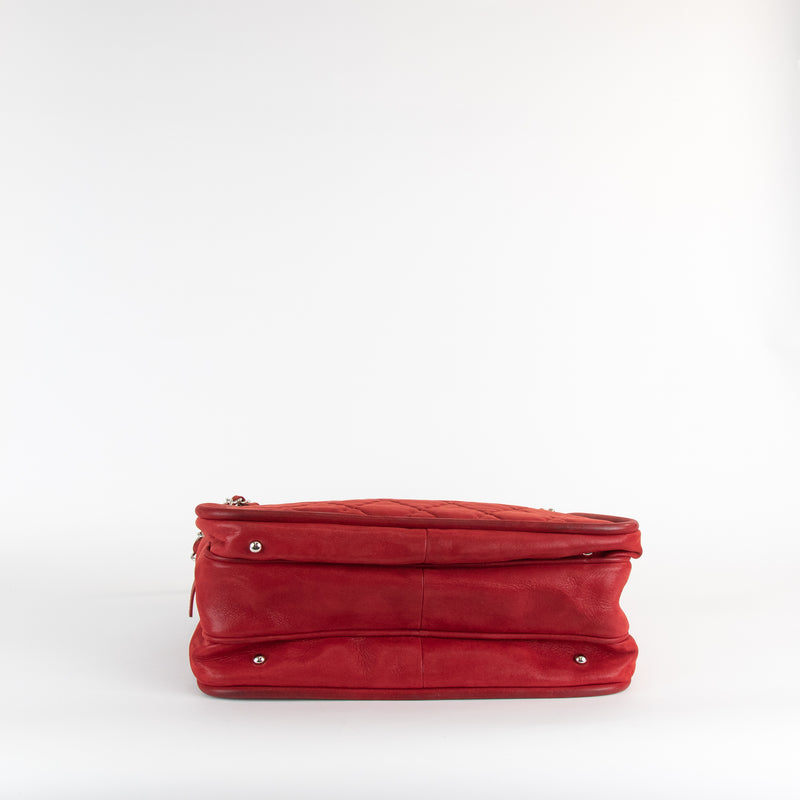 Chanel Red Silver Hardware Quilted Leather Shoulder Bag