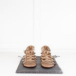 Alberta Feretti Beige Leather Studded Gladiator Style Sandals