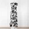 Christopher Kane White Black Floral Ruched Trim Maxi Dress