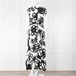 Christopher Kane White Black Floral Ruched Trim Maxi Dress