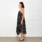 Rachel Comey Black Sundress With Blue Stripes And Tiered Hem