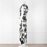 Christopher Kane White Black Floral Ruched Trim Maxi Dress