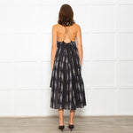 Rachel Comey Black Sundress With Blue Stripes And Tiered Hem