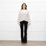 Naadam Putty Grey Cable Knit Arm Wool/Cashmere Mix Cardigan