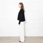 Sarah Pacini Black Ribbed V Neck Jumper