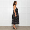 Rachel Comey Black Sundress With Blue Stripes And Tiered Hem