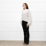 Naadam Putty Grey Cable Knit Arm Wool/Cashmere Mix Cardigan