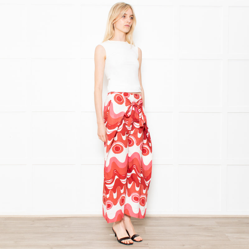 Cult Gaia Pink Linen Swirl Trousers