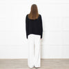 Sarah Pacini Black Ribbed V Neck Jumper