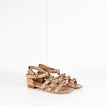 Alberta Feretti Beige Leather Studded Gladiator Style Sandals