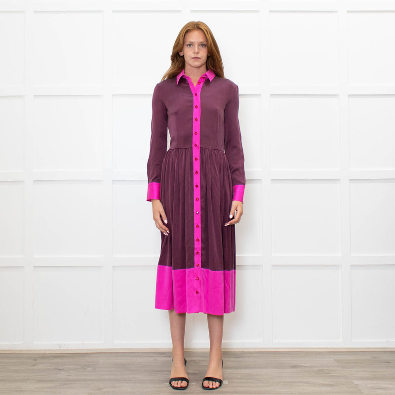 House of Holland Pink And Burgandy Silk Dress