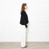 Sarah Pacini Black Ribbed V Neck Jumper