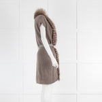 Fabiana Filippi Brown Wool Mix/Fox Fur Trim Sleeveless Cardigan