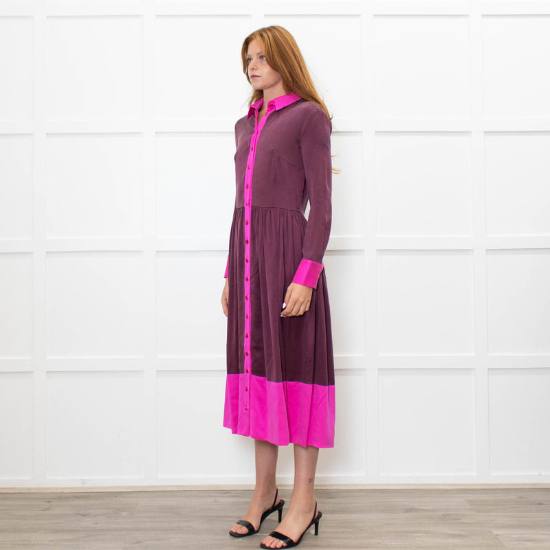 House of Holland Pink And Burgandy Silk Dress