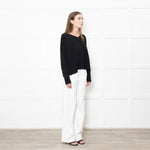 Sarah Pacini Black Ribbed V Neck Jumper