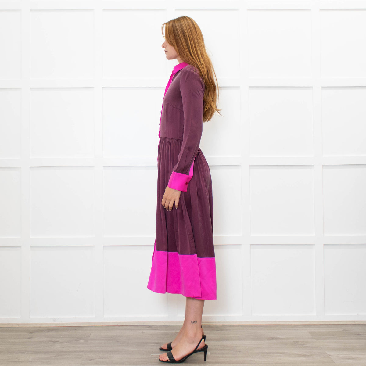 House of Holland Pink And Burgandy Silk Dress