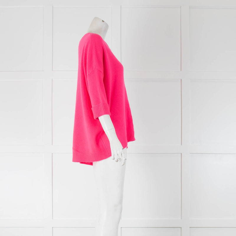 360 Cashmere Neon Pink Drop Shoulder Jumper