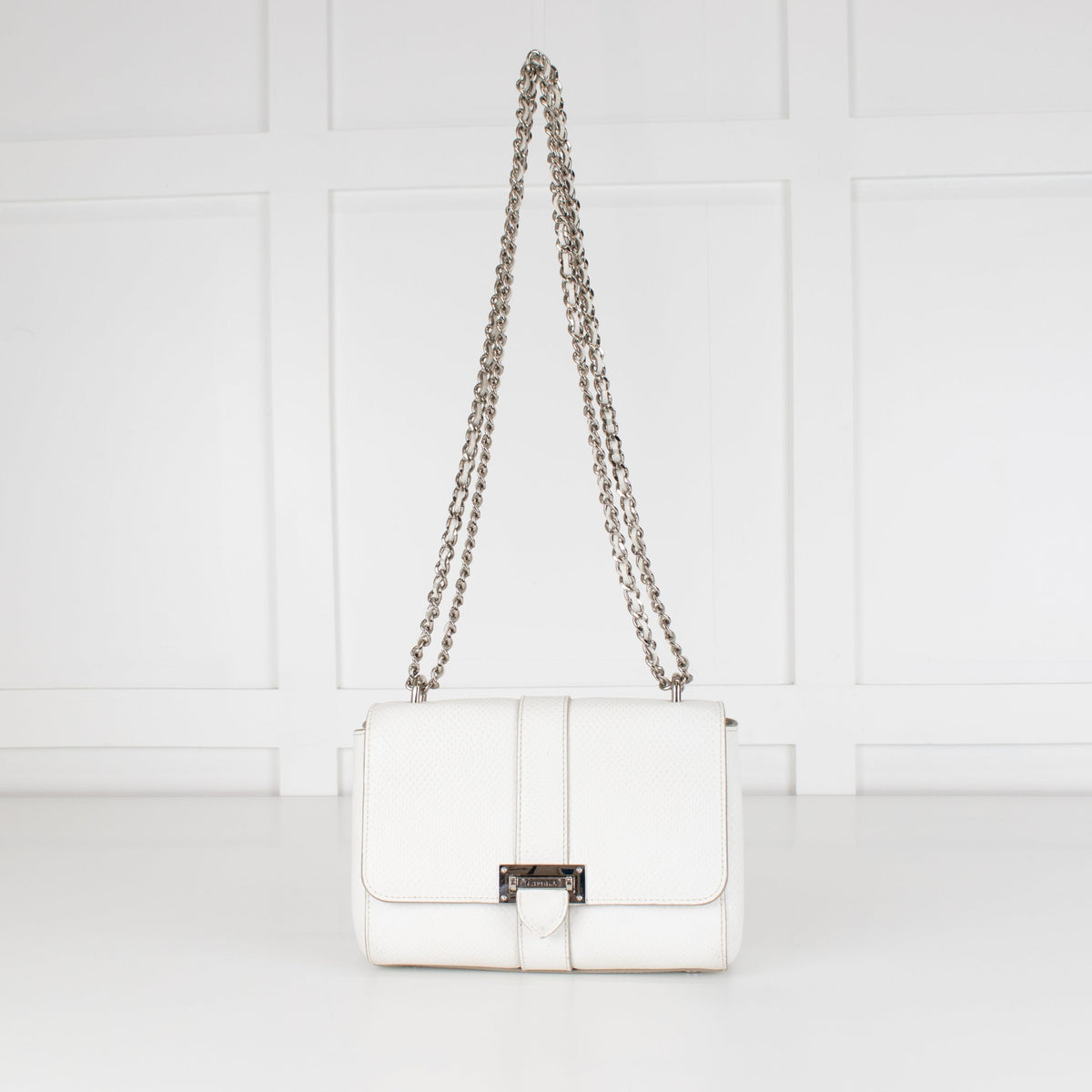 Aspinal of London Small White Lottie Bag With Silver Hardware