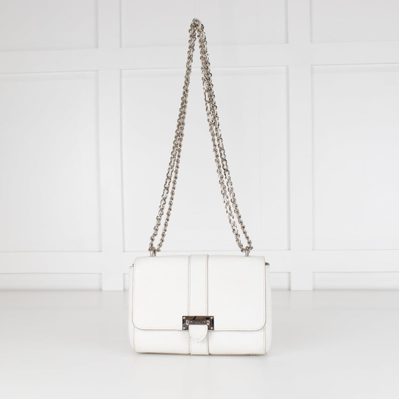Aspinal of London Small White Lottie Bag With Silver Hardware