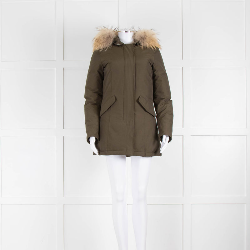 Woolrich Khaki Padded Fur Hooded Parka
