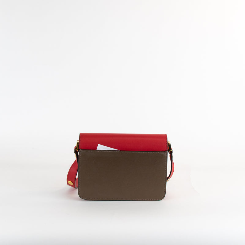Marni Mini Tri-Colour Red Grey Taupe Trunk Bag