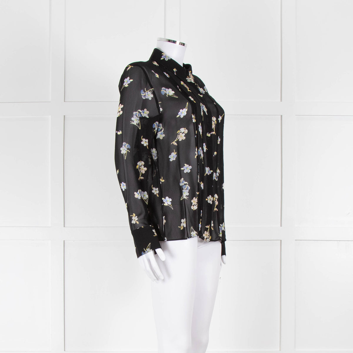 Dorothee Schumacher Black Floral Collared Sheer Shirt