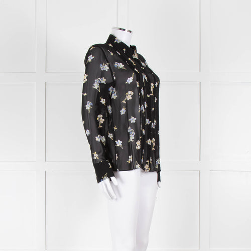 Dorothee Schumacher Black Floral Collared Sheer Shirt